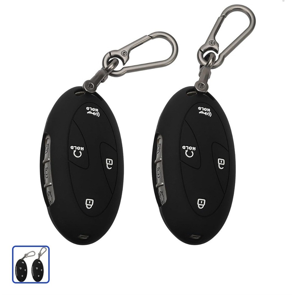 2 Pack for Hyundai Key Fob Cover with Keychain, 7 Buttons Black